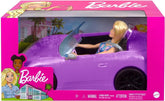 Barbie 11.5 inch Blonde and 2-Seater Purple Convertible Car with Rolling Wheels Car For Ages 3+